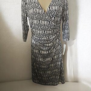 Black & Cream Printed Wrap Dress - Women